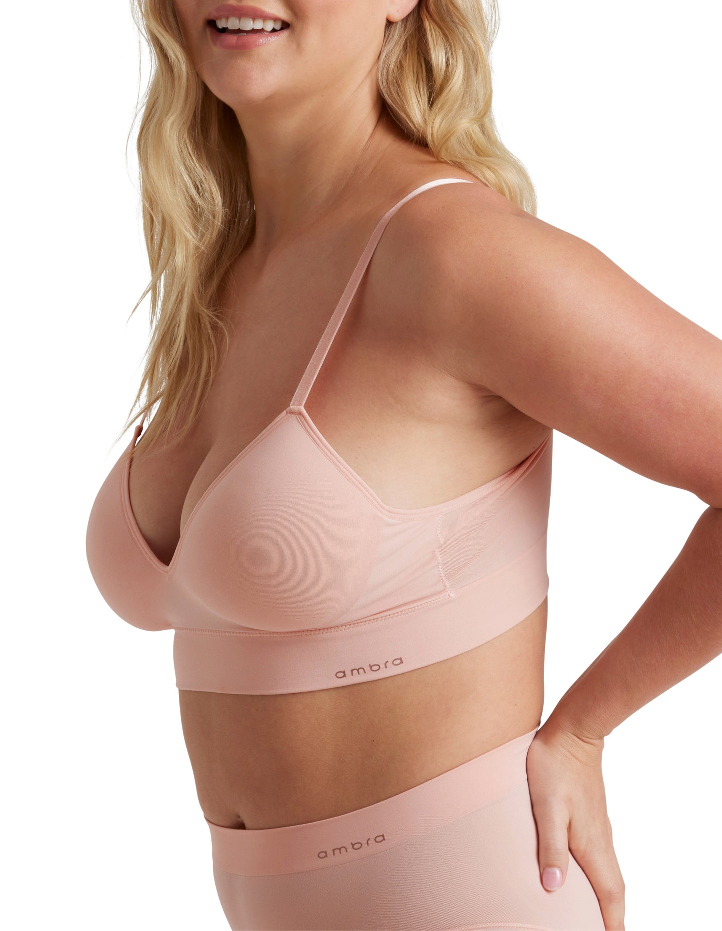 Bondi Bare Moulded Cup Longline Bralette Bra - Peach Fizz - Wireless