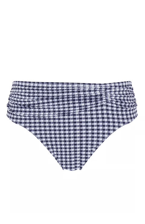 Panache Midi Gather Bikini Bottoms - Navy Gingham