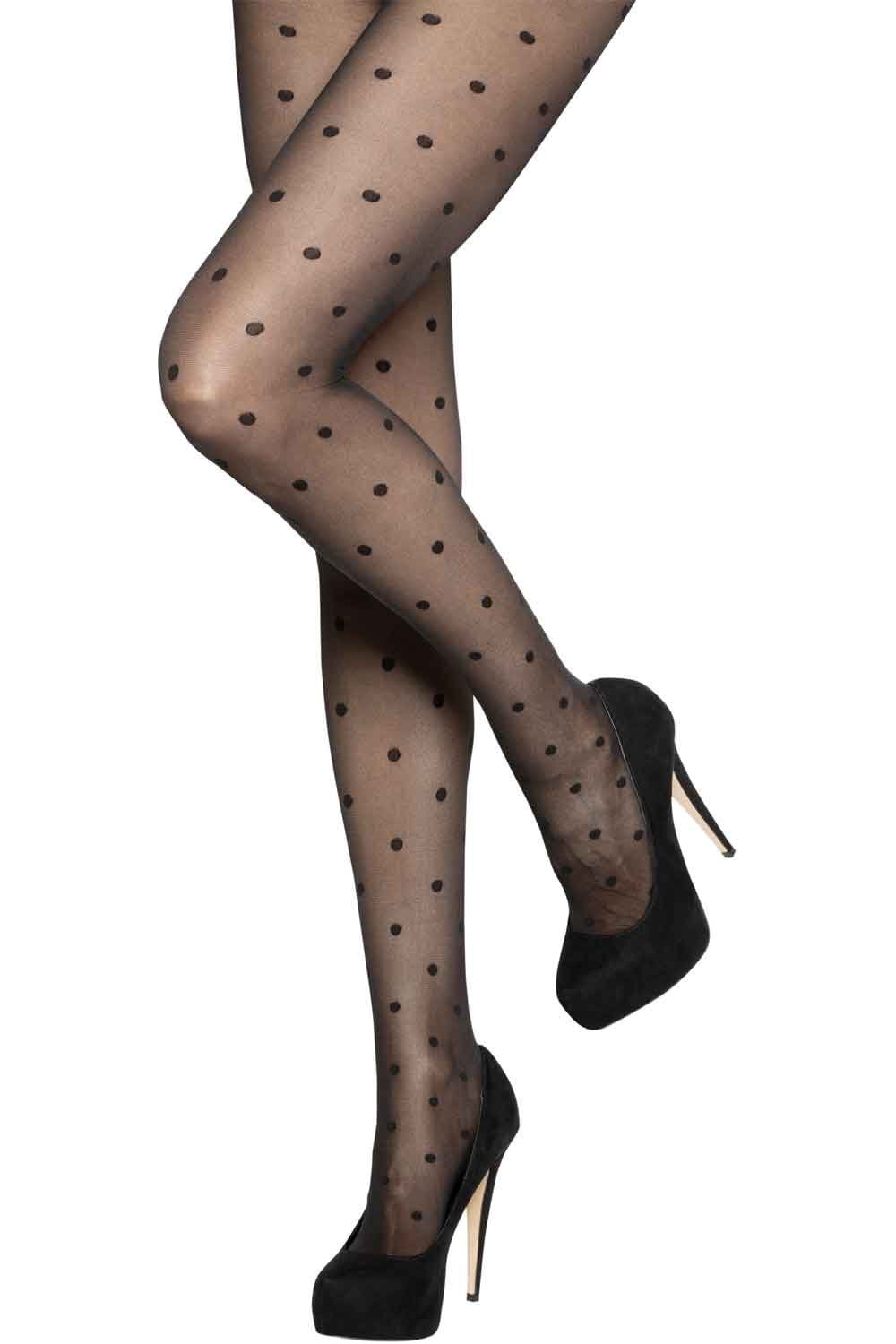 Charnos Sheer Polka Dot Tight - Black