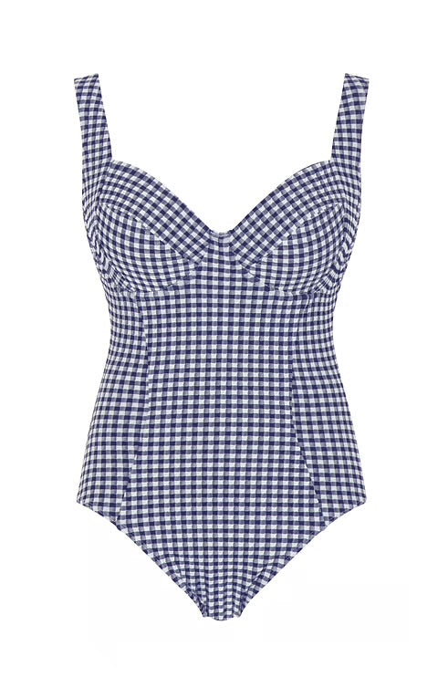 Panache Paloma Balcony Swimsuit - Navy Gingham