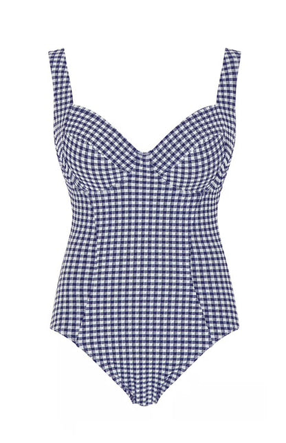 Panache Paloma Balcony Swimsuit - Navy Gingham