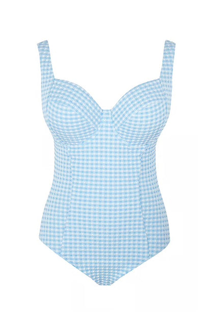 Panache Paloma Balcony Swimsuit - Sky Blue Gingham