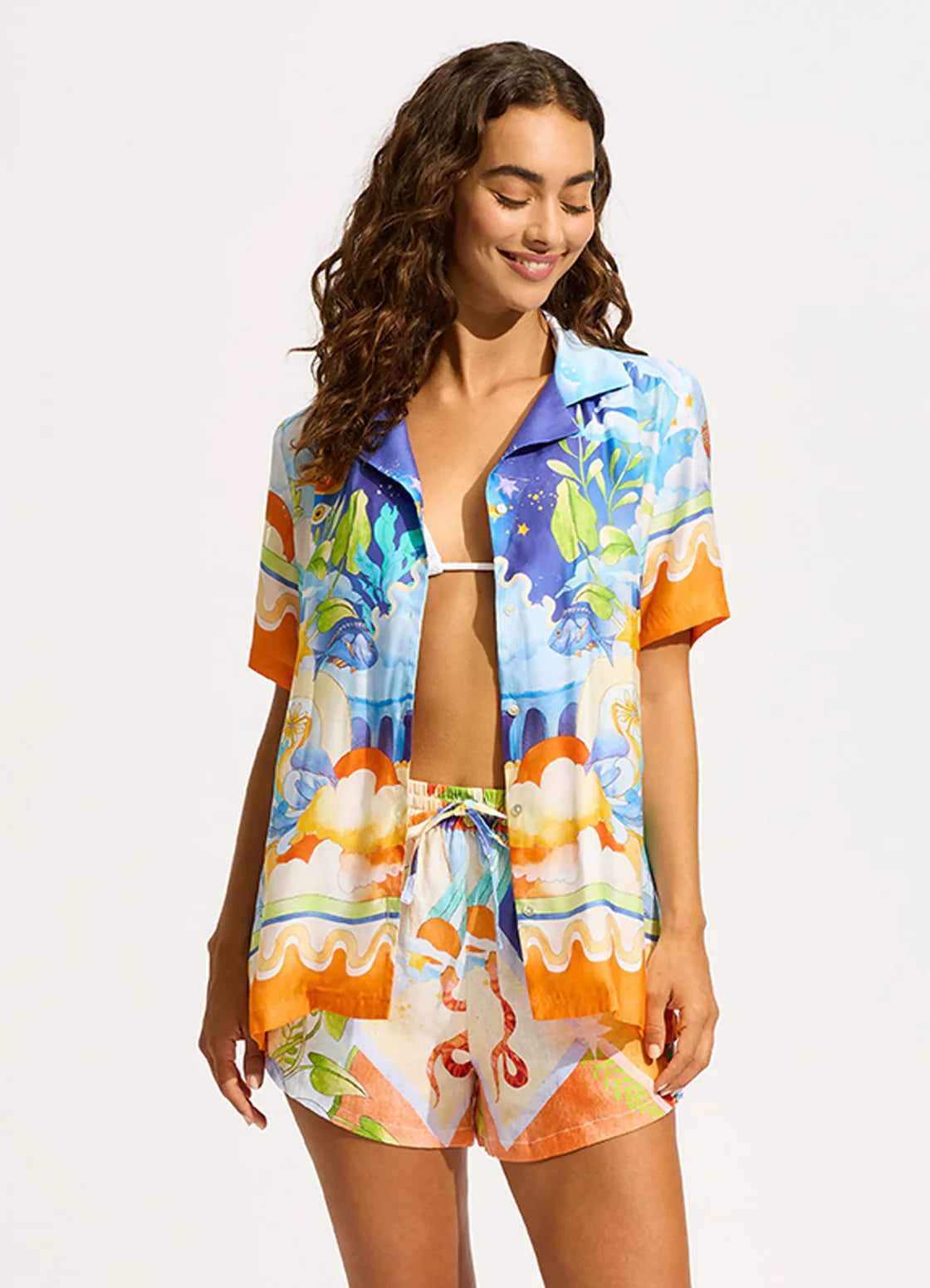 Seafolly Aquarius Short Sleeve Shirt - Turqouise