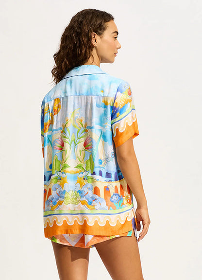 Seafolly Aquarius Short Sleeve Shirt - Turqouise