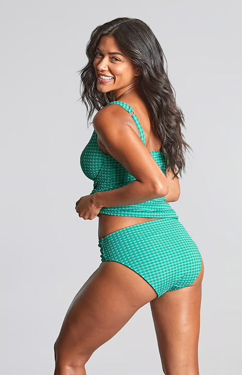 Panache Iris Balcony Tankini Top - Green Gingham