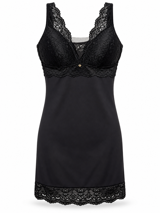Karicia Brazilian Black Lace Camisole / Chemise - with Padded Cup