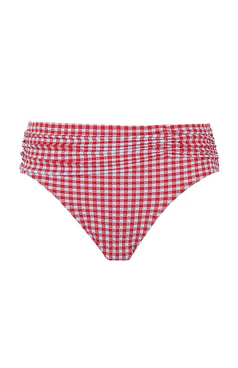 Panache Midi Gather Bikini Bottoms - Red Gingham