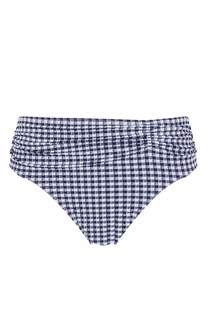 Panache Midi Gather Bikini Bottoms - Navy Gingham