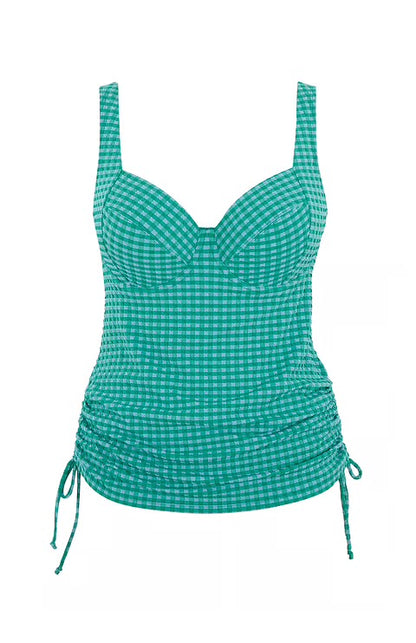 Panache Iris Balcony Tankini Top - Green Gingham