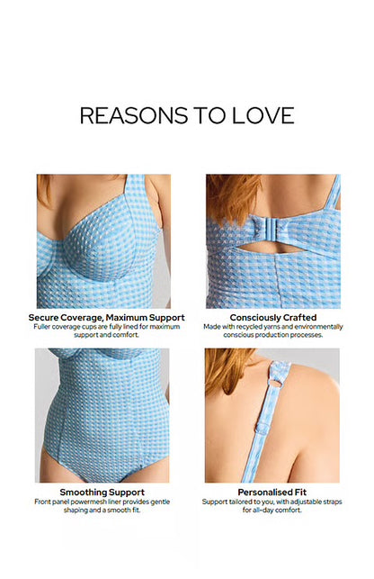 Panache Paloma Balcony Swimsuit - Sky Blue Gingham