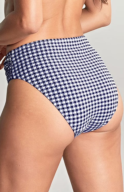 Panache Midi Gather Bikini Bottoms - Navy Gingham