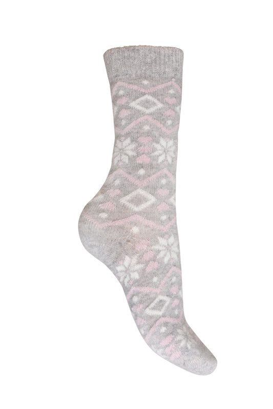 Charnos Cashmere Fairisle Sock  - Grey