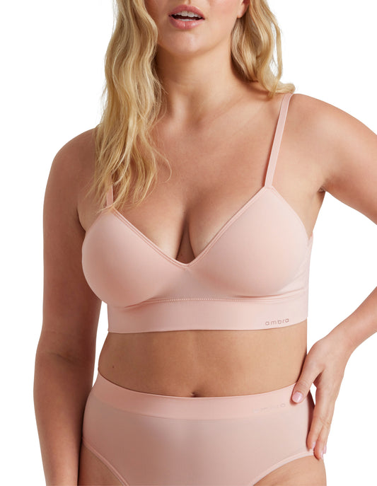 Bondi Bare Moulded Cup Longline Bralette Bra - Peach Fizz - Wireless