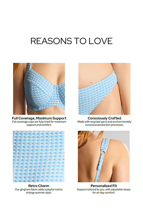 Panache Olivia Full Cup Bikini - Sky Blue Gingham