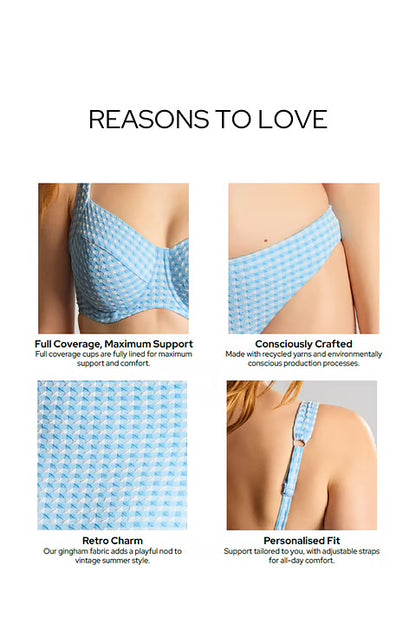Panache Olivia Full Cup Bikini - Sky Blue Gingham