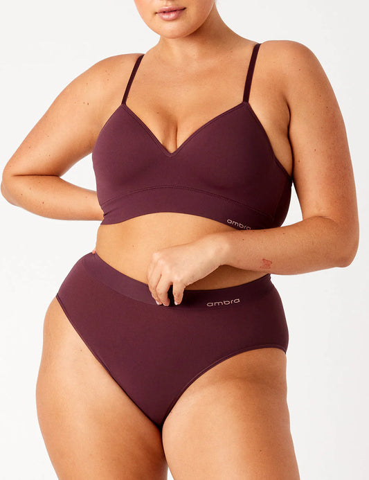 Bondi Bare Moulded Cup Longline Bralette Bra - Sangria - Wireless