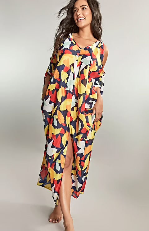Panache Tammy Long Kaftan Puglia Print front view