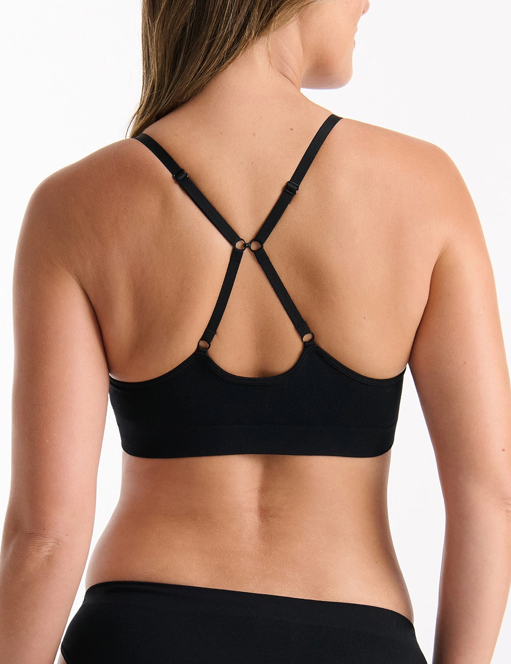Ambra Purebasics modal triangle bralette in Black, view 3