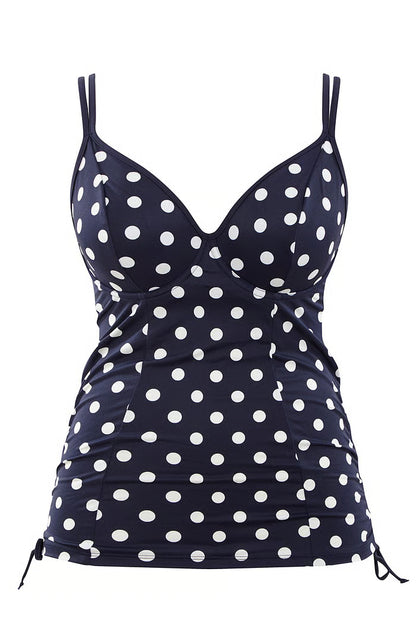 Panache Anya Riva Spot Balcony Tankini Top-Navy/Vanilla