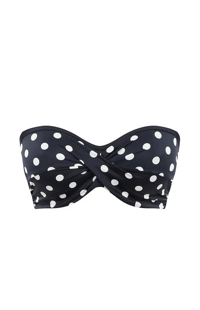 Panache Anya Riva Spot Bandeau Bikini Top-Navy/Vanilla