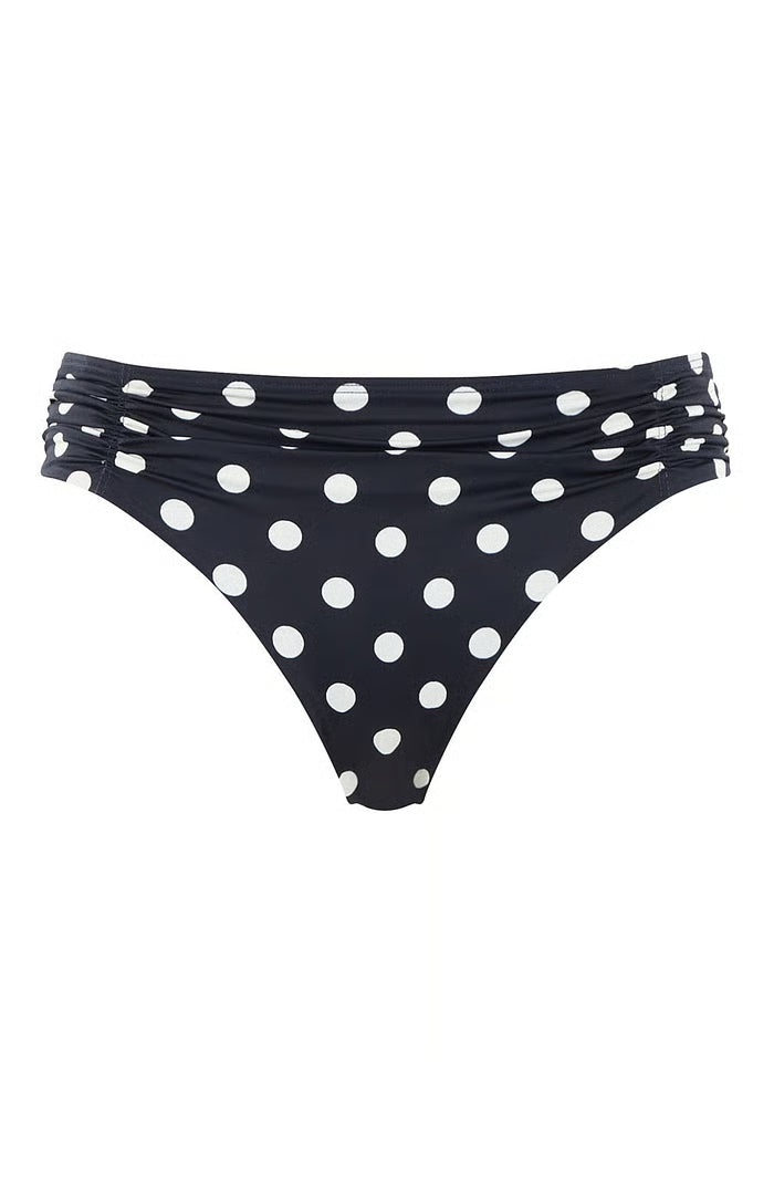 Panache Anya Riva Spot Gather Bikini Bottoms-Navy/Vanilla