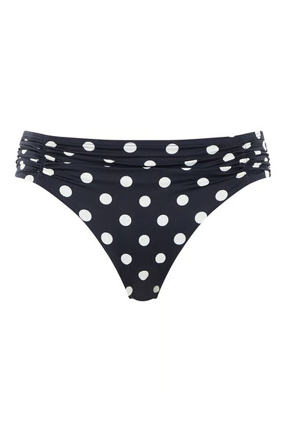 Panache Anya Riva Spot Gather Bikini Bottoms-Navy/Vanilla