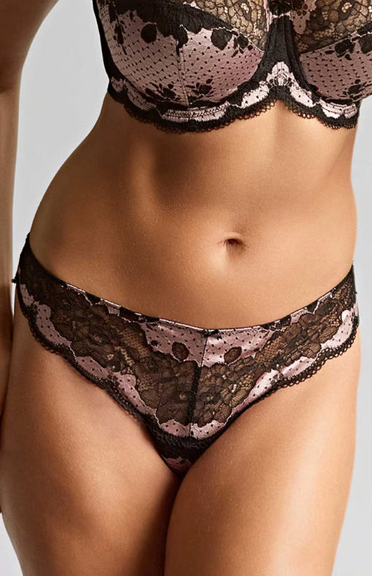 Panache Clara Pink And Black Thong