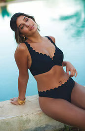 Swim Spirit Lauren Plunge Bikini Top-Black