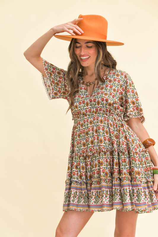 Jaase Harlowe Print Daya Short Sleeve Mini Dress