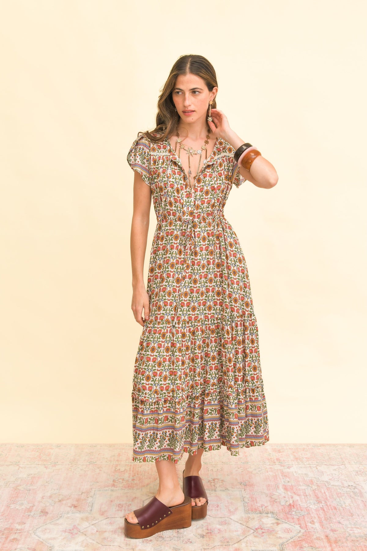 Jaase Harlowe Print Slate Midi Dress