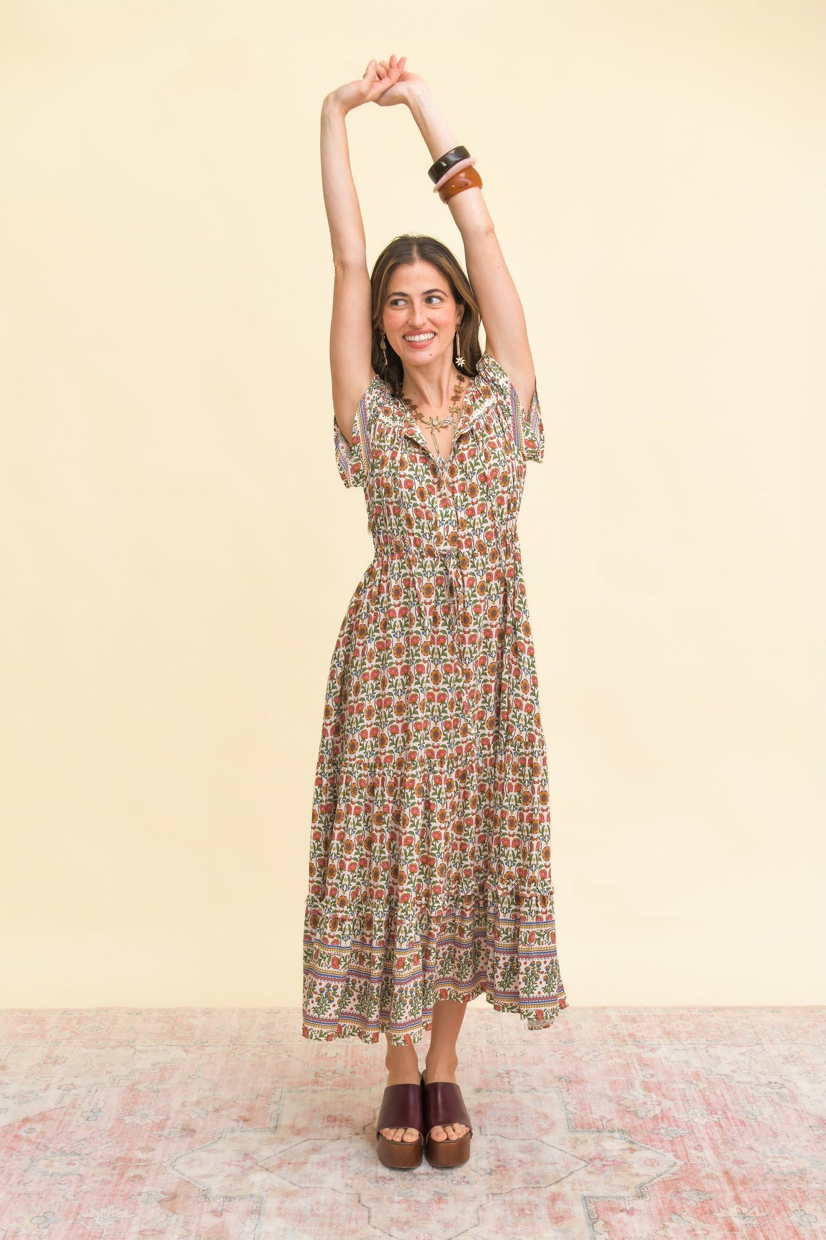 Jaase Harlowe Print Slate Midi Dress