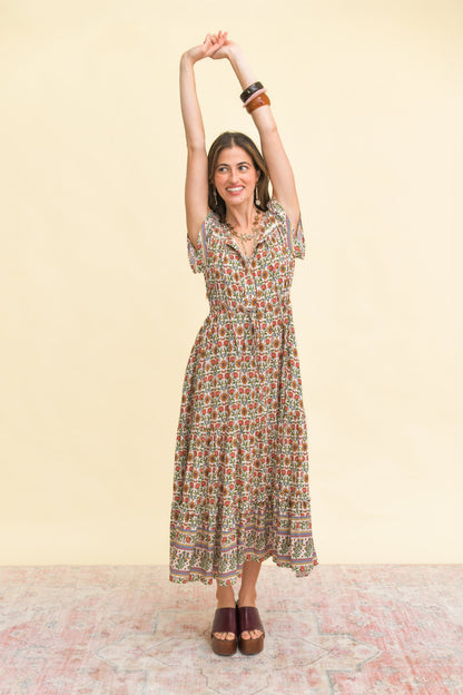 Jaase Harlowe Print Slate Midi Dress