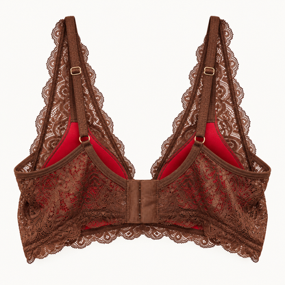 Juliana Riviera non-wired lace bralette Brown back