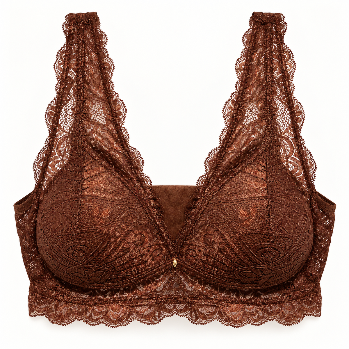 Juliana Riviera non-wired lace bralette Brown front