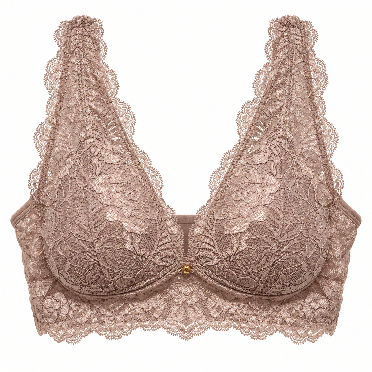 Juliana Riviera non-wired lace bralette Nude front