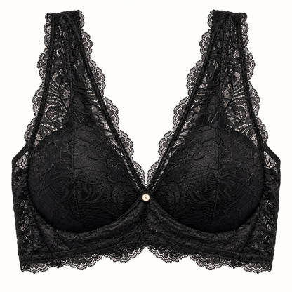 Juliana Riviera black non-wired lace bralette front view