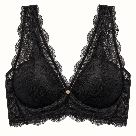 Juliana Riviera black non-wired lace bralette front view