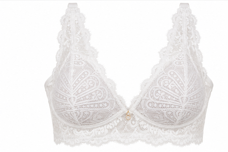 Juliana Riviera white bralette studio product front view