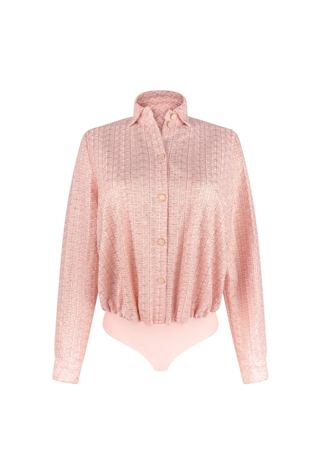 Louisa Bracq Tweegy embroidered blouse bodysuit in Nude Rose