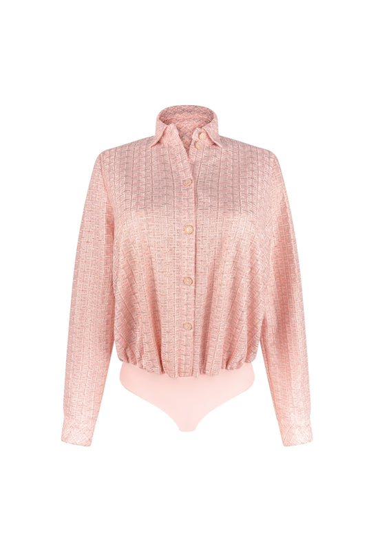 Louisa Bracq Tweegy embroidered blouse bodysuit in Nude Rose