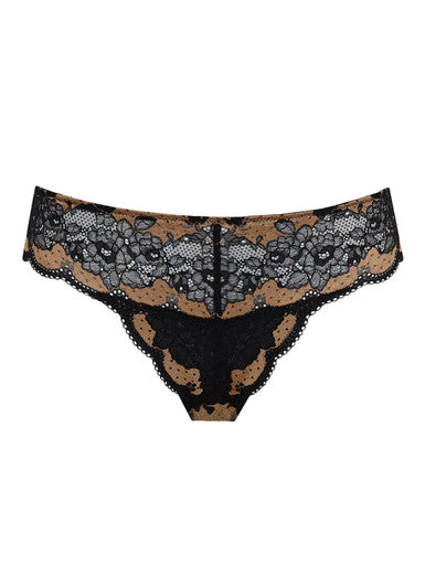 Panache Clara Brazilian Brief in Black/Vintage Gold, front product view