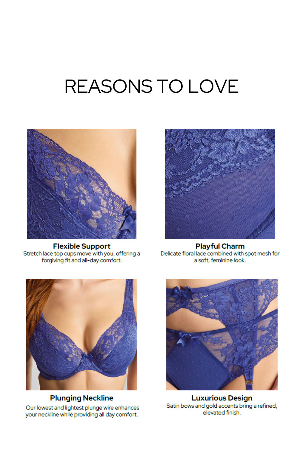Heidi High Apex Plunge Bra - Indigo