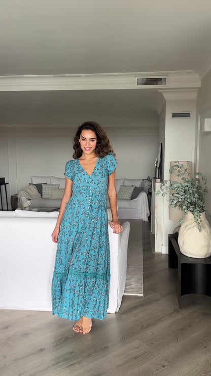 Jaase - Ocean Eyes Print - Carmen Maxi Dress