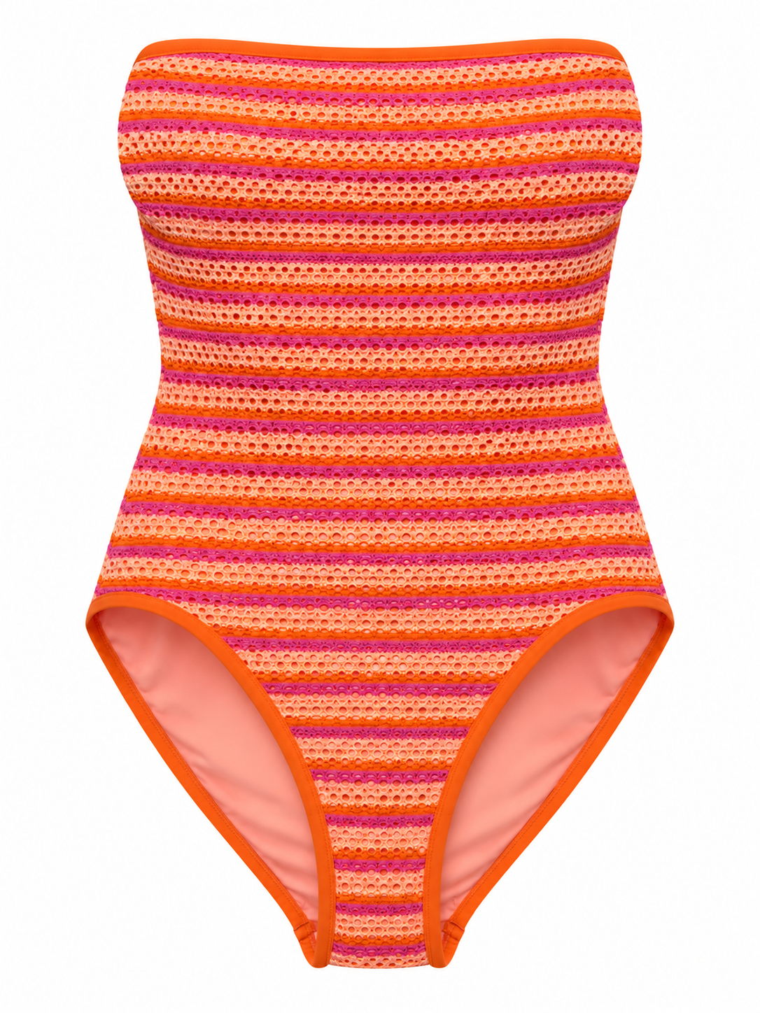 Seafolly Calypso DD Bandeau One Piece – Peach Pink, front view