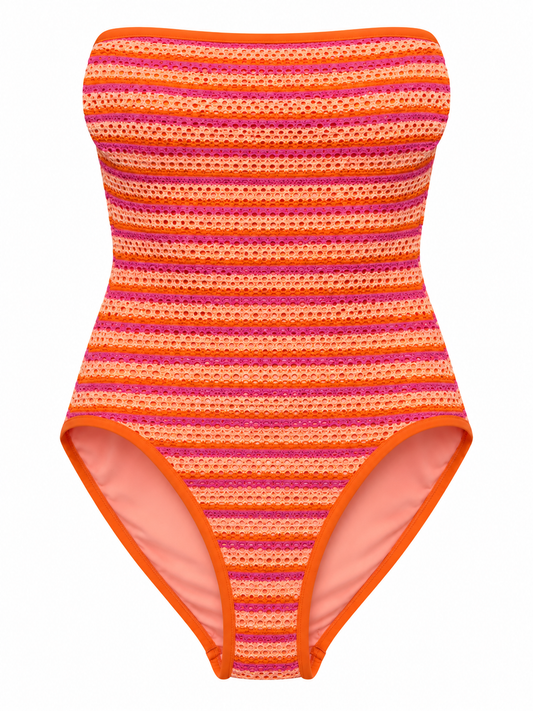 Seafolly Calypso DD Bandeau One Piece – Peach Pink, front view