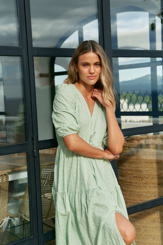 Jaase Mint Riviera Embroidered Tessa Maxi Dress