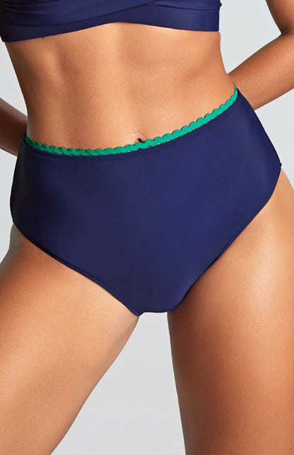 Panache High-Waist Bikini Briefs – Ric Rac Navy